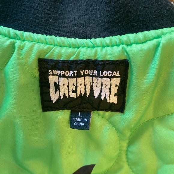CREATURE brand Black denim vest with neon green lining - Picture 5 of 8